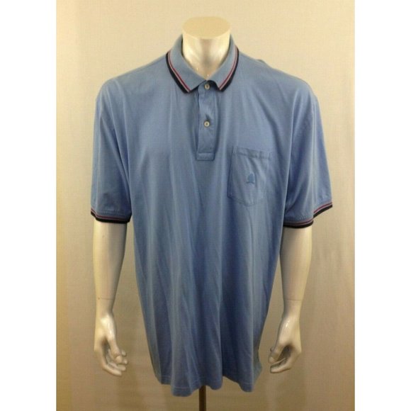 Tommy Hilfiger Pima Cotton Men's Blue Cuffed Short Sleeve Polo Shirt Size XXL - Picture 2 of 7